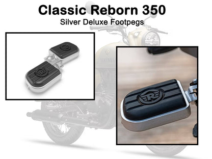 Genuine Royal Enfield Classic Reborn 350 Rider Deluxe Footpegs Black & Silver KXA00030