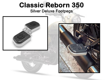 Genuine Royal Enfield Classic Reborn 350 Pillion Deluxe Footpegs Black & Silver KXA00030