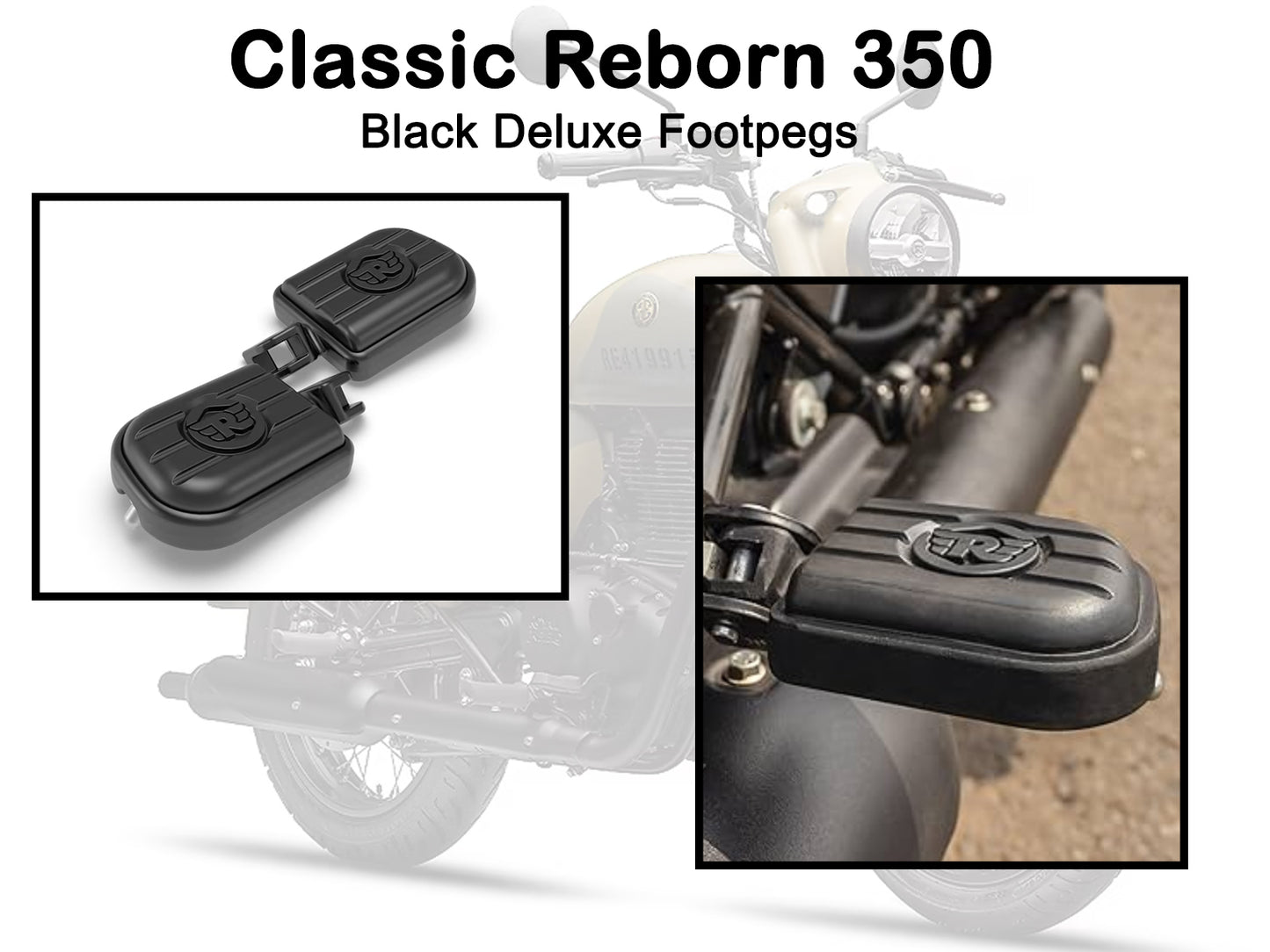 Genuine Royal Enfield Classic Reborn 350 Pillion Deluxe Footpegs Black KXA00031