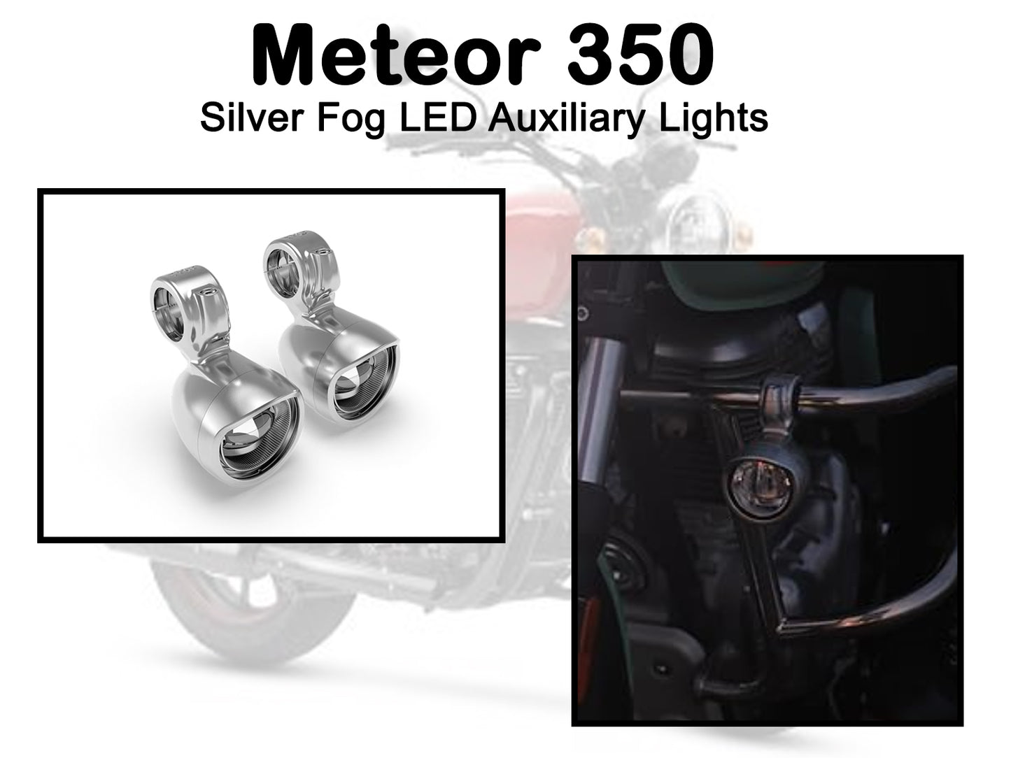 Genuine Royal Enfield Meteor 350 Fog LED Auxiliary Lights Silver KXA00064