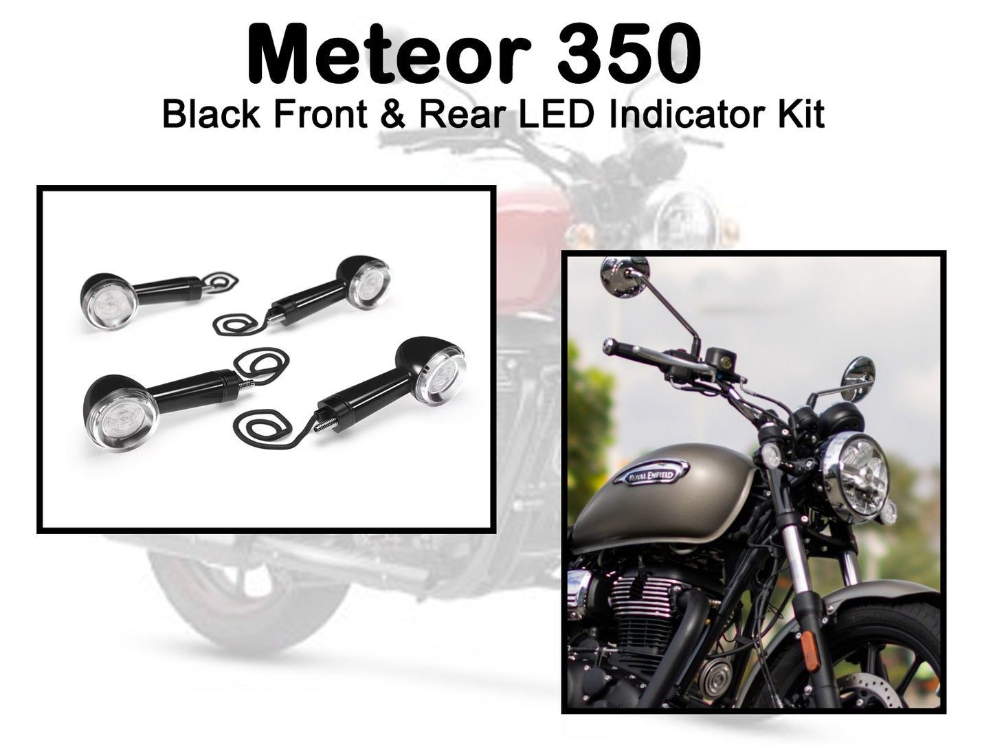 Genuine Royal Enfield Meteor 350 Front & Rear LED Indicator Kit Black KXA00079