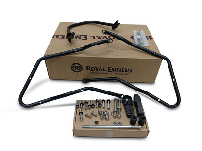 Genuine Royal Enfield Meteor 350 Long Haul Pannier Rails & Pannier Boxes Black