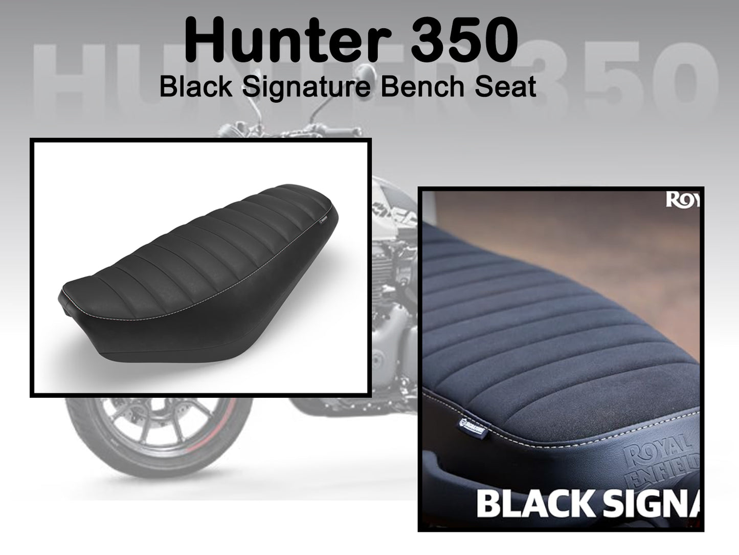 Genuine Royal Enfield Hunter 350 Black Signature Bench Dual Seat KXA00139