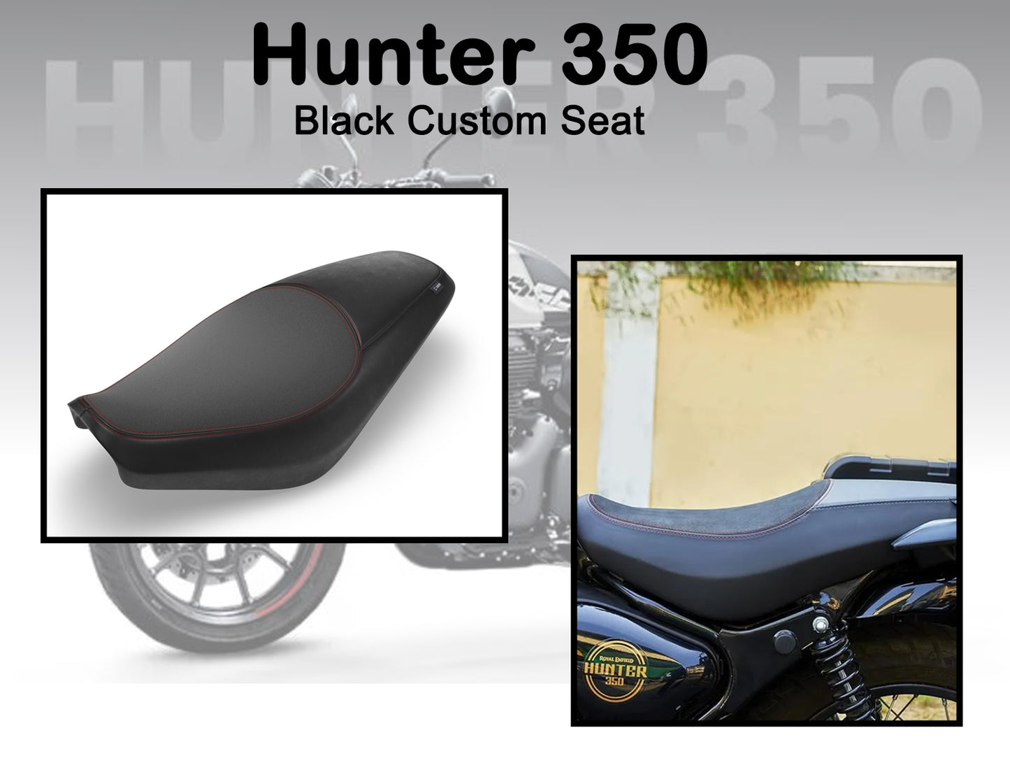 Genuine Royal Enfield Hunter 350 Black Custom Touring Dual Seat KXA00140