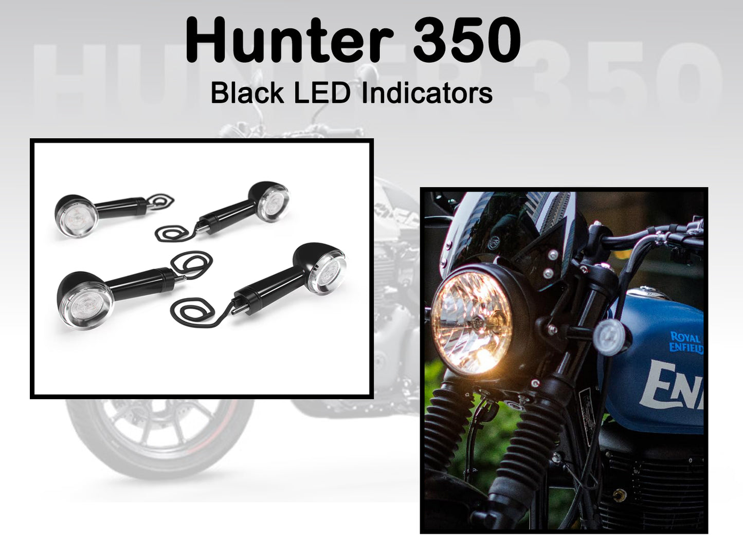 Genuine Royal Enfield Hunter 350 Front & Rear LED Indicator Kit Black KXA00096