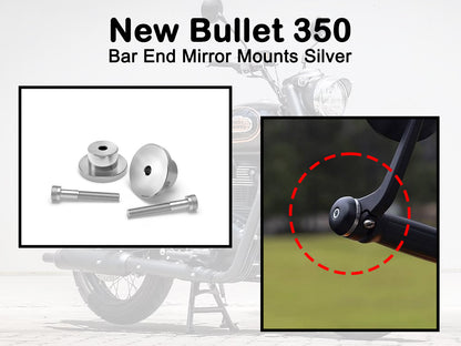Genuine Royal Enfield New Bullet 350 Bar End Mirror Mounts Silver KXA00125