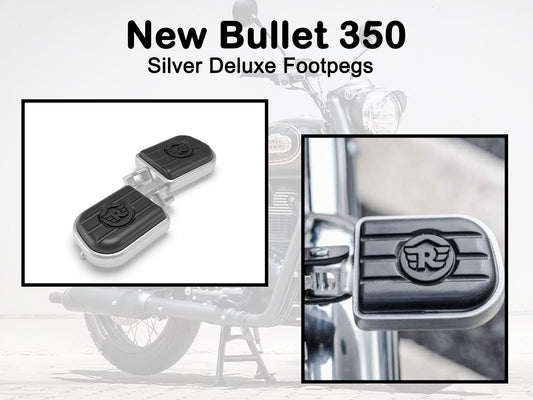 Genuine Royal Enfield New Bullet 350 Pillion Deluxe Footpegs Black & Silver KXA00030