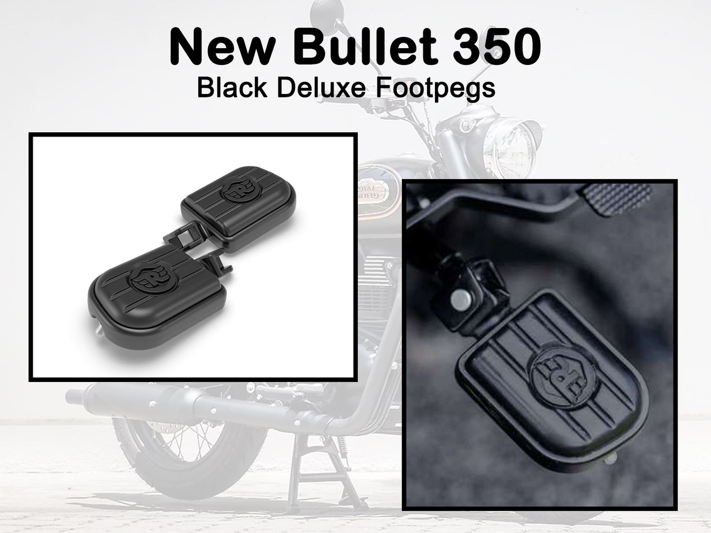 Genuine Royal Enfield New Bullet 350 Rider Deluxe Footpegs Black KXA00031