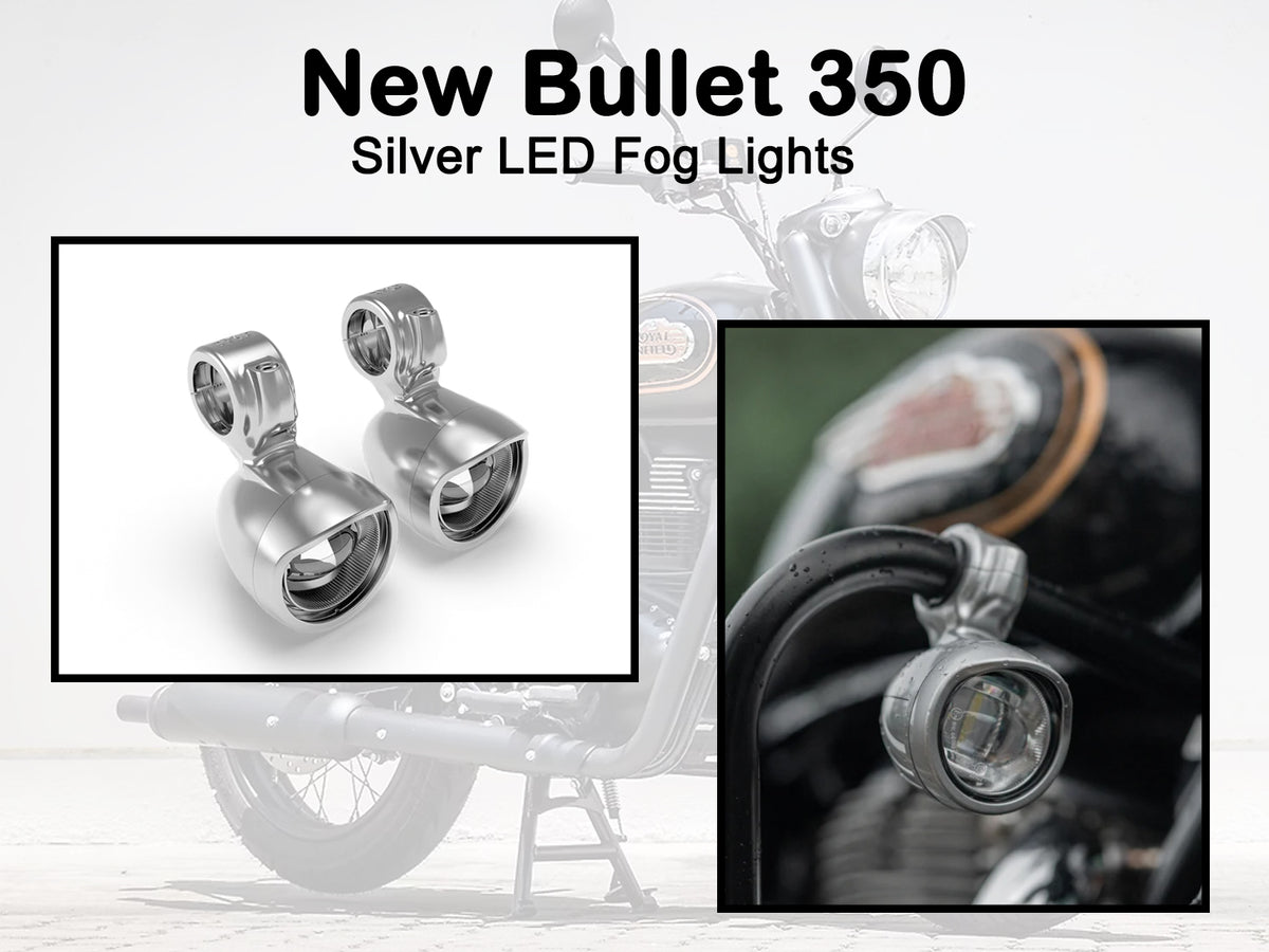 Genuine Royal Enfield New Bullet 350 Fog LED Auxiliary Lights Silver KXA00064