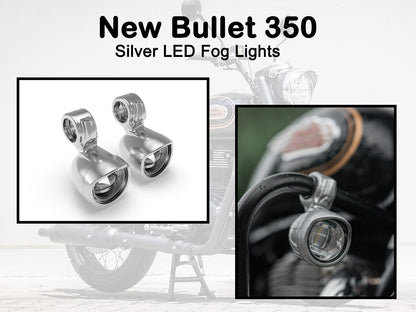 Genuine Royal Enfield New Bullet 350 Fog LED Auxiliary Lights Silver KXA00064