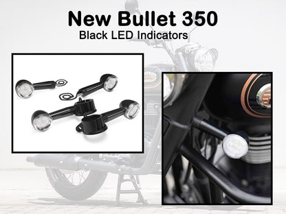 Genuine Royal Enfield New Bullet 350 Front & Rear LED Indicator Kit Black KXA00079