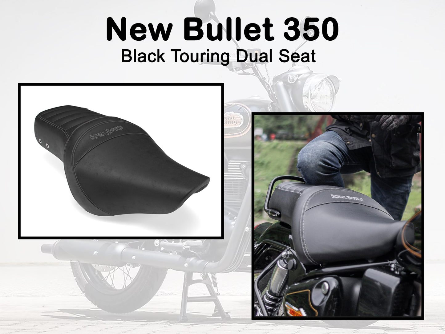 Genuine Royal Enfield New Bullet 350 Black Touring Dual Seat KXA00060