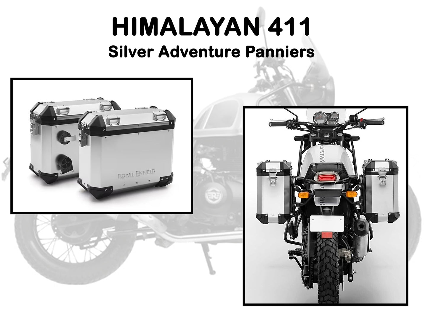 Genuine Royal Enfield Himalayan 411 Adventure Pannier Boxes Silver 1990274