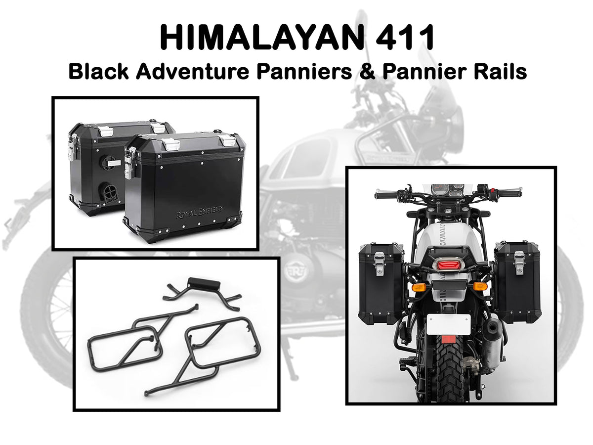 Genuine Royal Enfield Himalayan 411 Pannier Rails And Boxes Pair Black