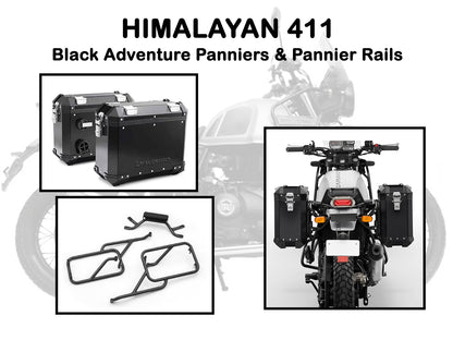 Genuine Royal Enfield Himalayan 411 Pannier Rails And Boxes Pair Black