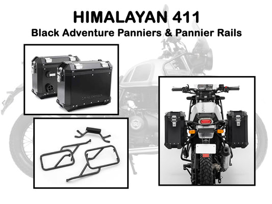 Genuine Royal Enfield Himalayan 411 Pannier Rails And Boxes Pair Black