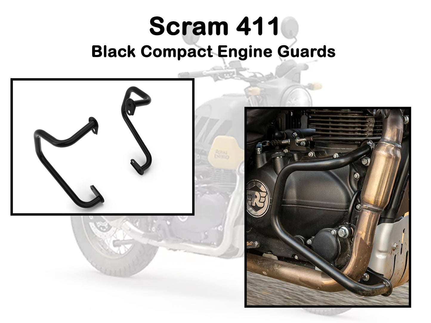 Genuine Royal Enfield Scram 411 Compact Engine Guard Black 1990204