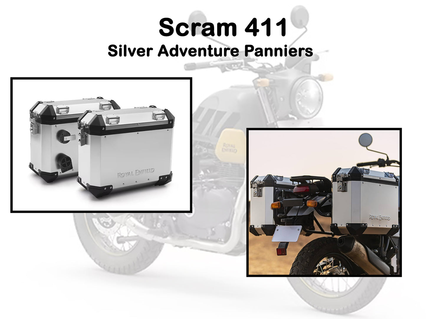 Genuine Royal Enfield Scram 411 Adventure Pannier Boxes Silver 1990274