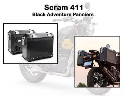 Genuine Royal Enfield Scram 411 Adventure Pannier Boxes Black 1990276