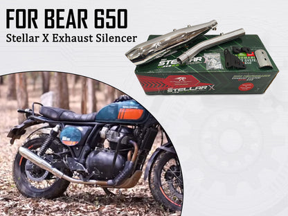 Fit For Royal Enfield Bear 650 Steller X Red Rooster Exhaust Silencer Polished