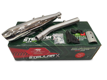 Fit For Royal Enfield Bear 650 Steller X Red Rooster Exhaust Silencer Polished