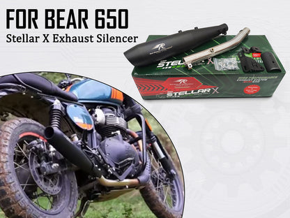 Fit For Royal Enfield Bear 650 Steller X Red Rooster Exhaust Silencer Black