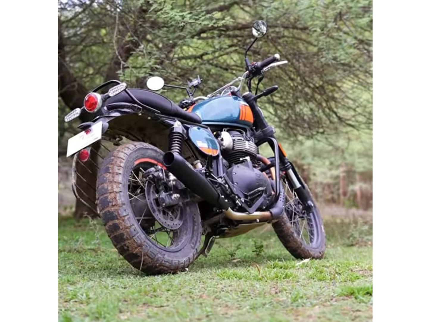 Fit For Royal Enfield Bear 650 Steller X Red Rooster Exhaust Silencer Black
