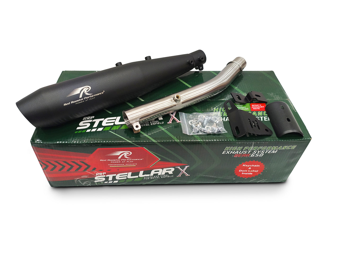 Fit For Royal Enfield Bear 650 Steller X Red Rooster Exhaust Silencer Black