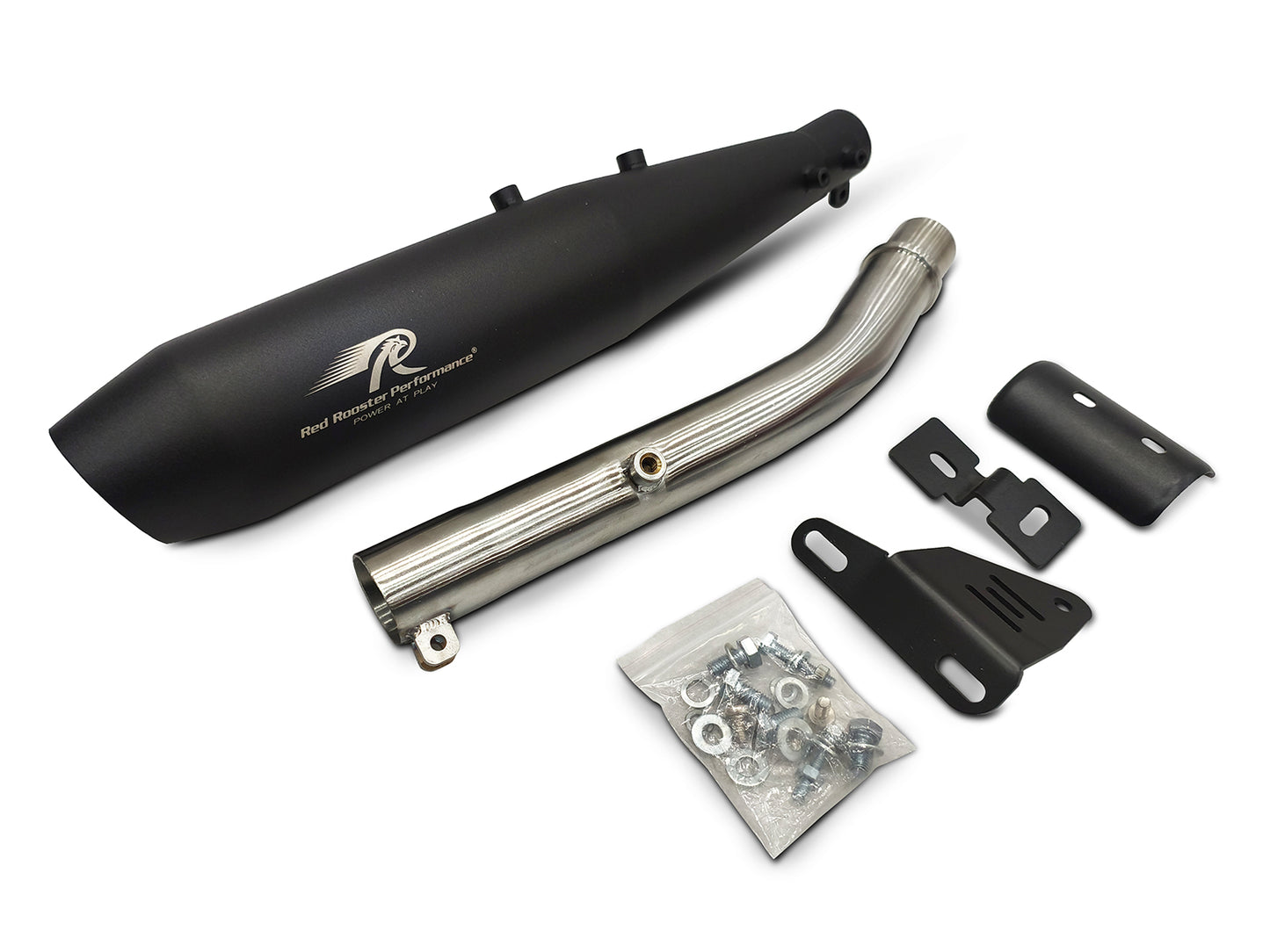 Fit For Royal Enfield Bear 650 Steller X Red Rooster Exhaust Silencer Black