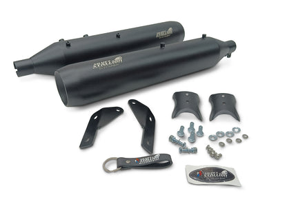 For Royal Enfield Shotgun 650 Silver Stallion Exhaust Silencer Pair, Black