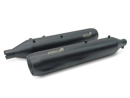 For Royal Enfield Shotgun 650 Silver Stallion Exhaust Silencer Pair, Black