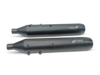 For Royal Enfield Shotgun 650 Silver Stallion Exhaust Silencer Pair, Black