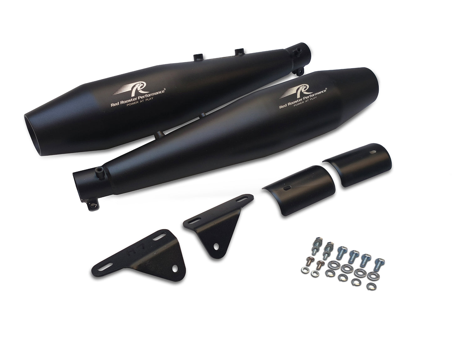 For Royal Enfield Shotgun 650 Red Rooster Steller Exhaust Silencer Black