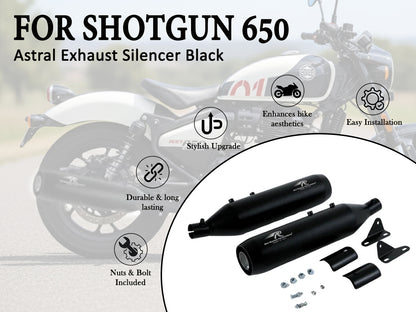 For Royal Enfield Shotgun 650 Red Rooster Astral Black Exhaust Silencer