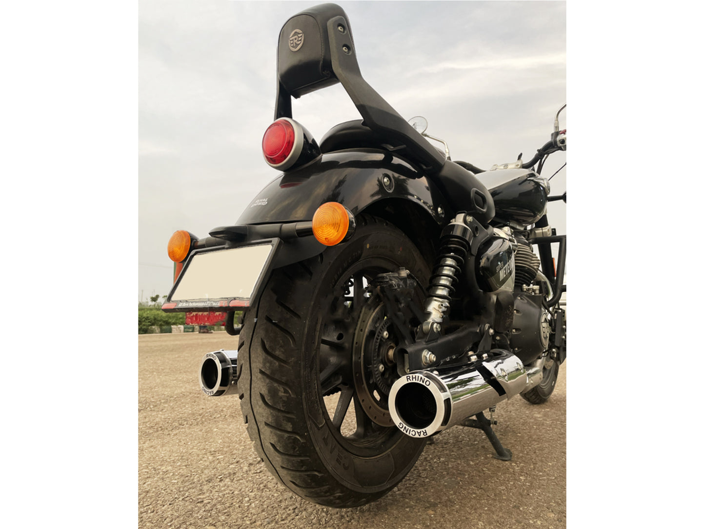 For Royal Enfield Super Meteor 650 Rhino Racing V2 Exhaust Silencer Polished