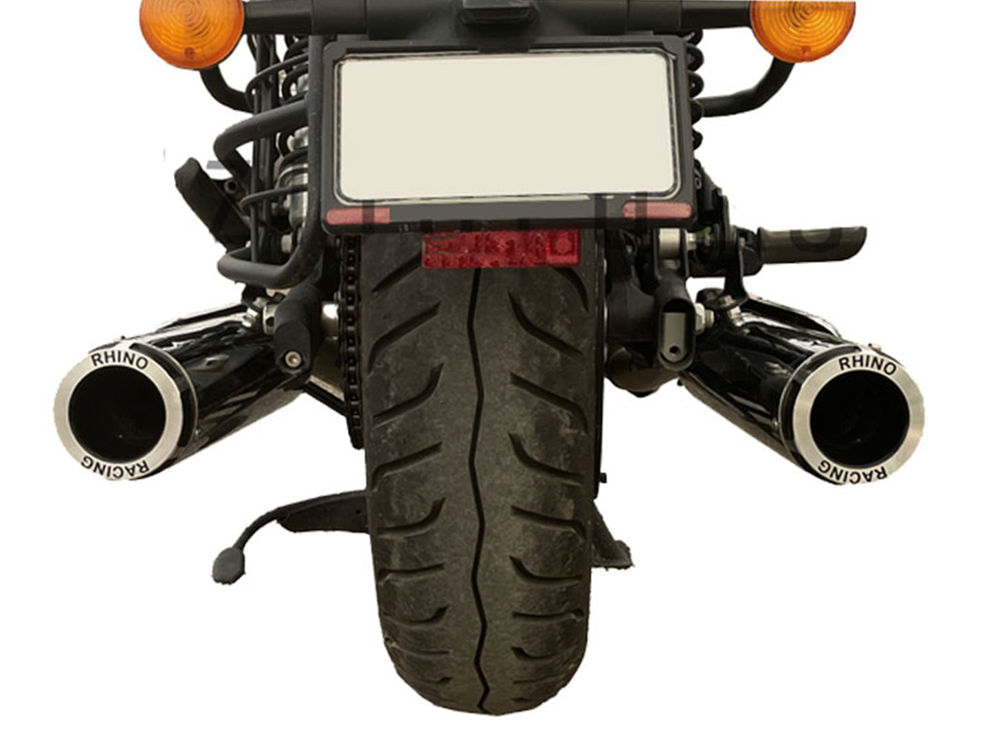 For Royal Enfield Super Meteor 650 Rhino Racing V2 Exhaust Silencer Polished