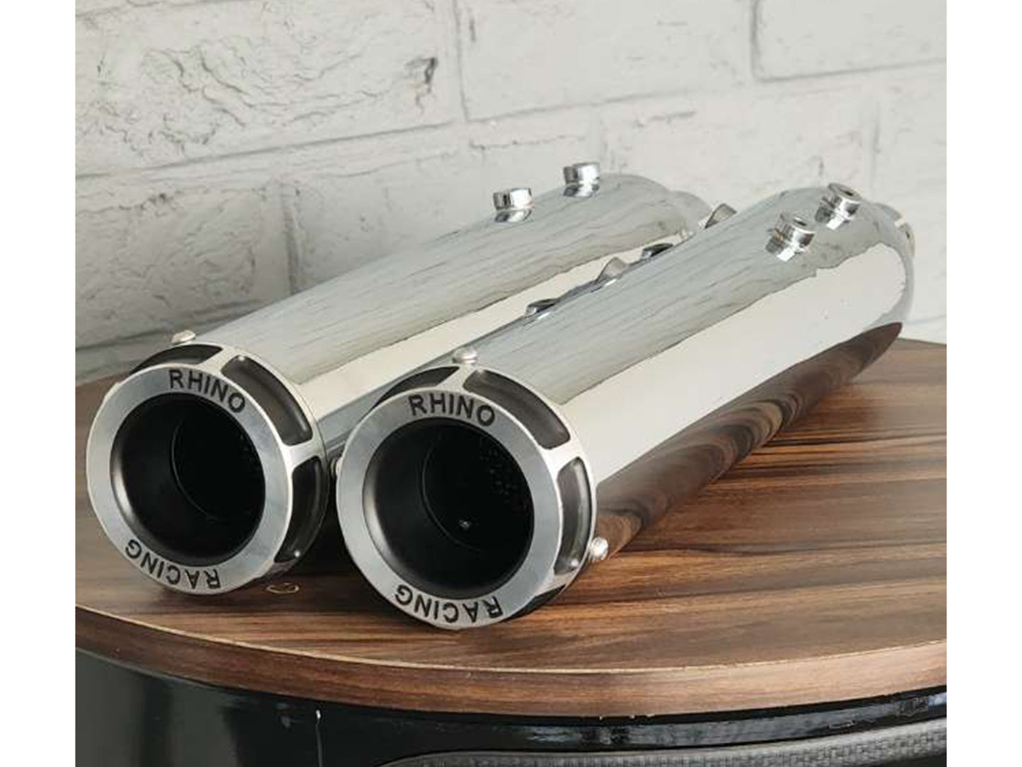 For Royal Enfield Super Meteor 650 Rhino Racing V2 Exhaust Silencer Polished