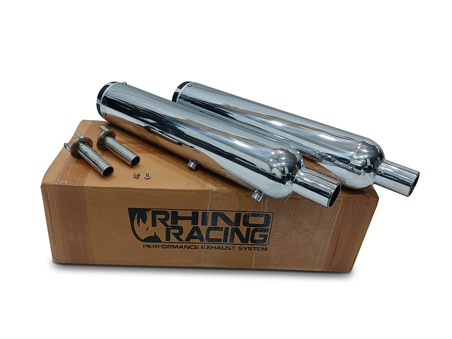 For Royal Enfield Super Meteor 650 Rhino Racing V2 Exhaust Silencer Polished