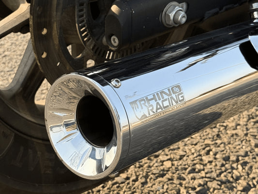 For Royal Enfield Super Meteor 650 Rhino Racing V1 Exhaust Silencer Polished
