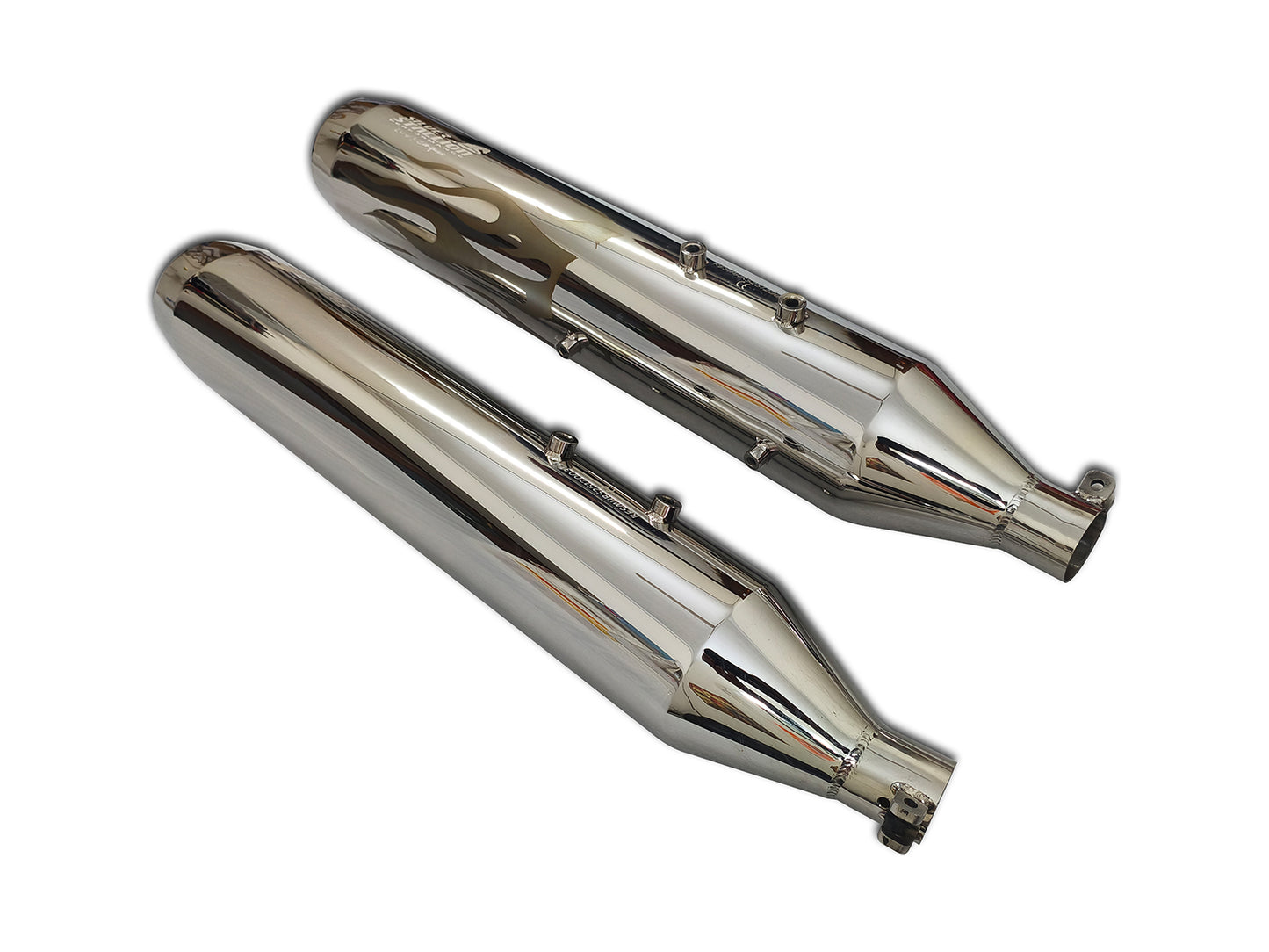 For Royal Enfield Super Meteor 650 Silver Stallion Hotrod Design Exhaust Silencer Polish