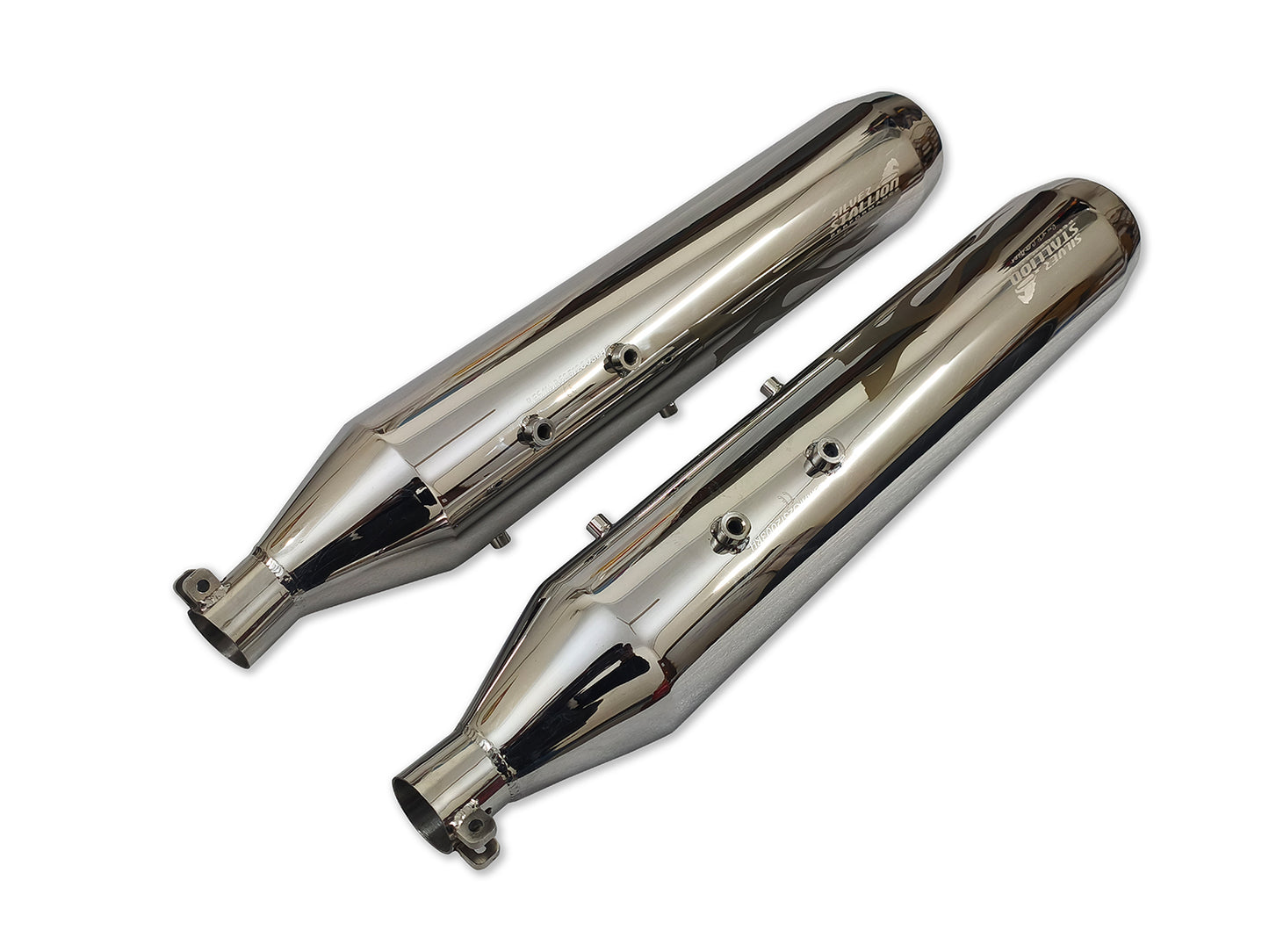 For Royal Enfield Super Meteor 650 Silver Stallion Hotrod Design Exhaust Silencer Polish