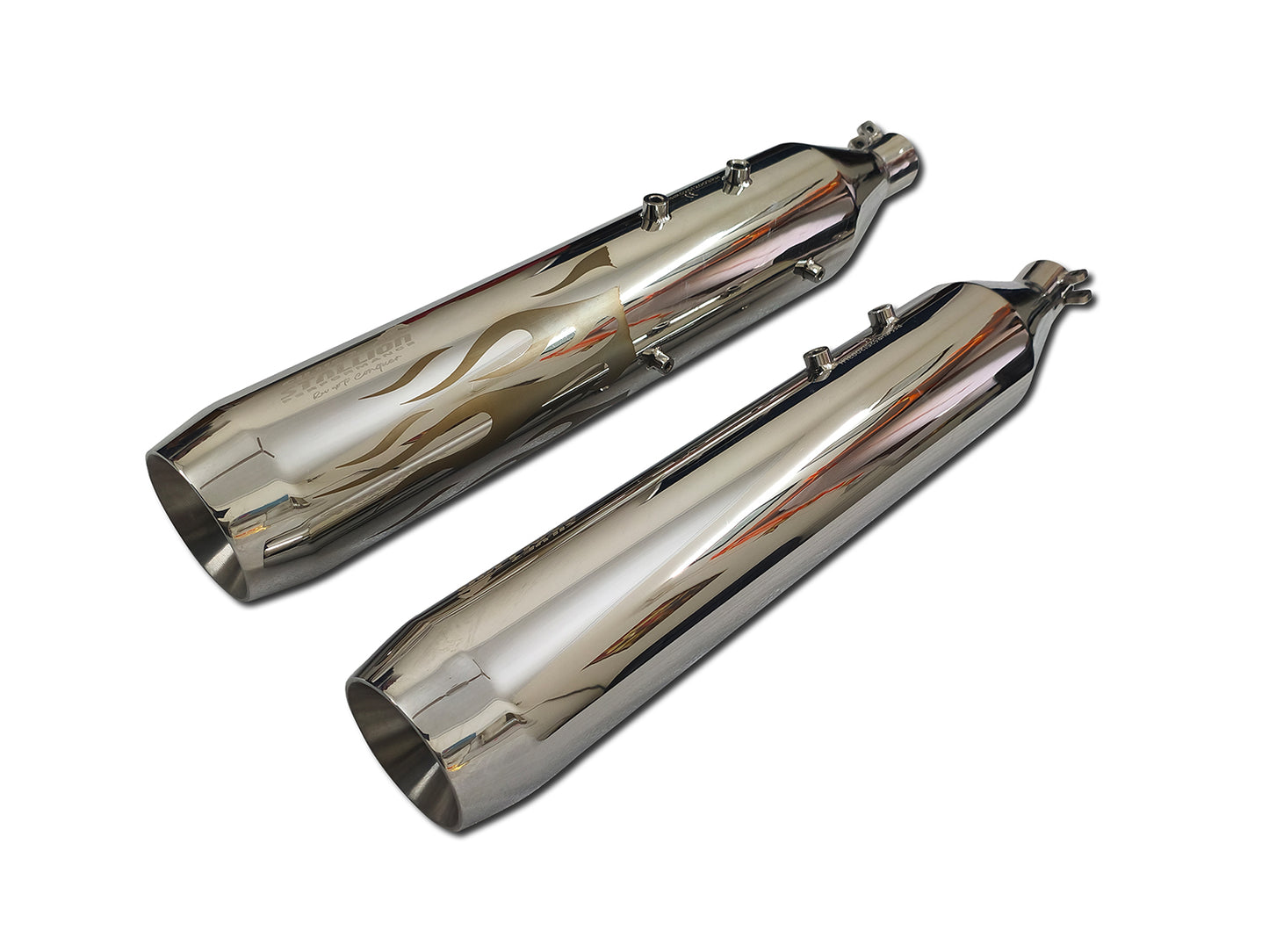 For Royal Enfield Super Meteor 650 Silver Stallion Hotrod Design Exhaust Silencer Polish