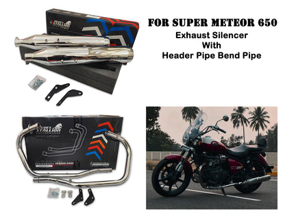 For Royal Enfield Super Meteor 650 Silver Stallion Silencer And Bend Pipe Polish