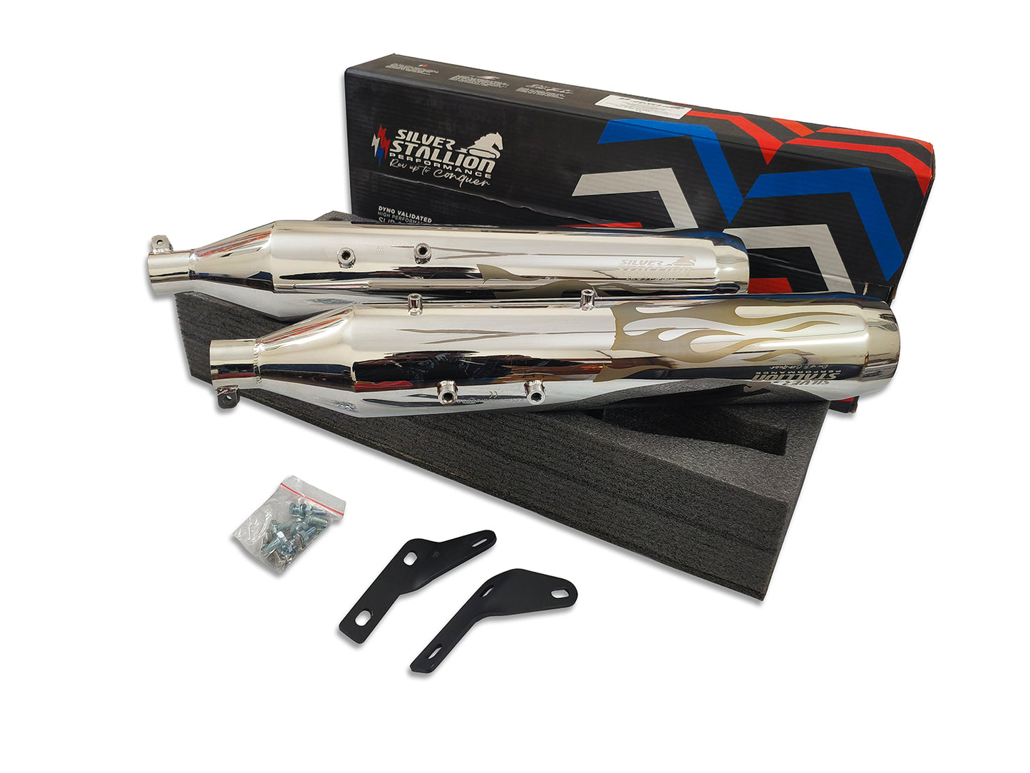 For Royal Enfield Super Meteor 650 Silver Stallion Silencer And Bend Pipe Polish