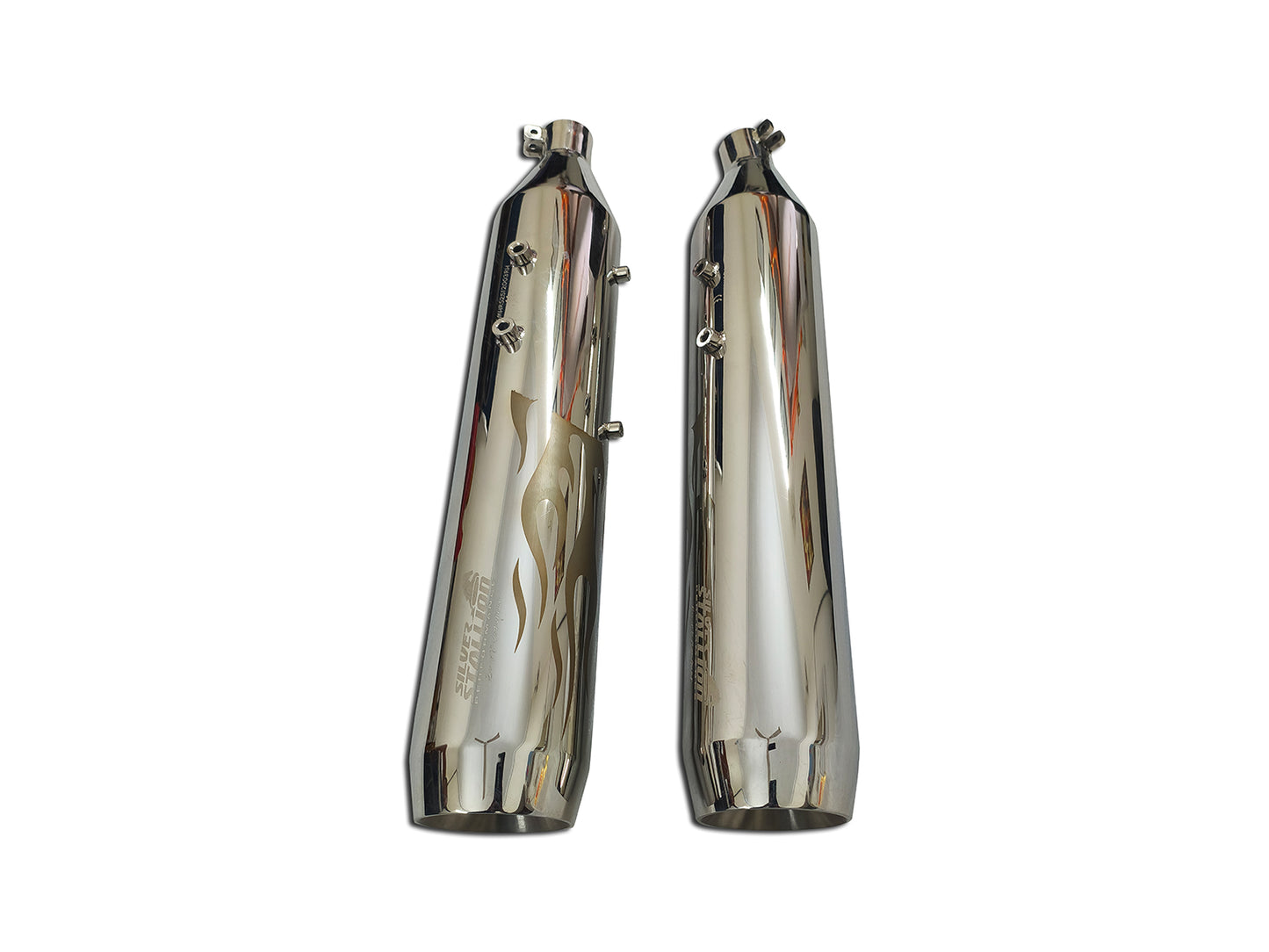 For Royal Enfield Super Meteor 650 Silver Stallion Silencer And Bend Pipe Polish