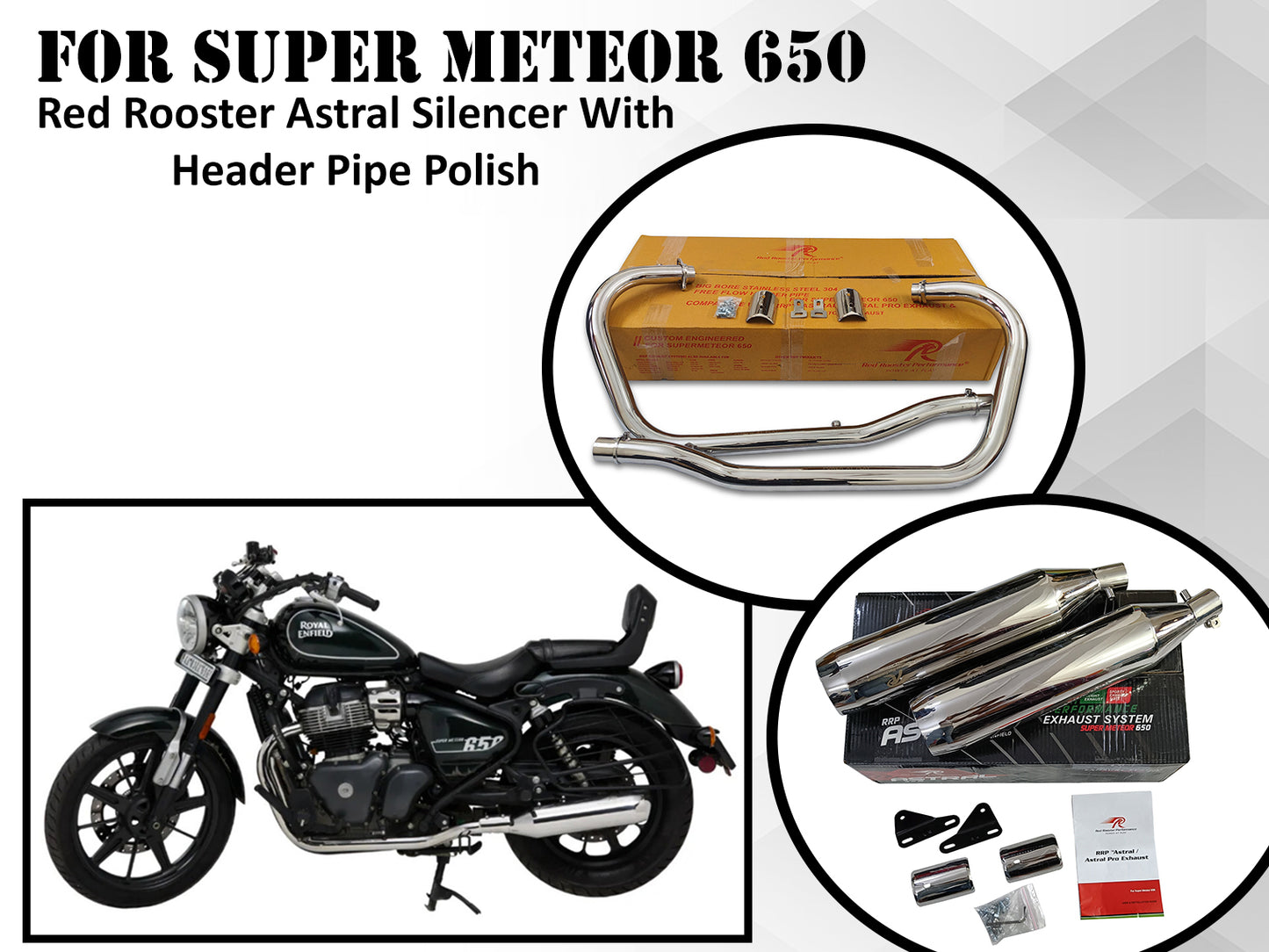 For Royal Enfield Super Meteor 650 R R Astral Silencer With Header Pipe Polish