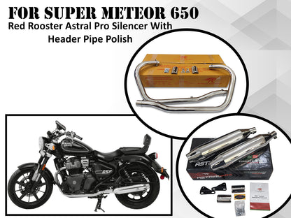 For Royal Enfield Super Meteor 650 R R Astral Pro Silencer & Header Pipe Polish