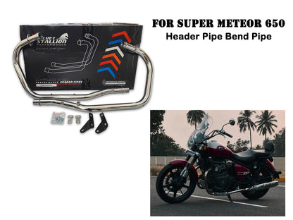 For Royal Enfield Super Meteor 650 Silver Stallion Header Bend Pipe Polish