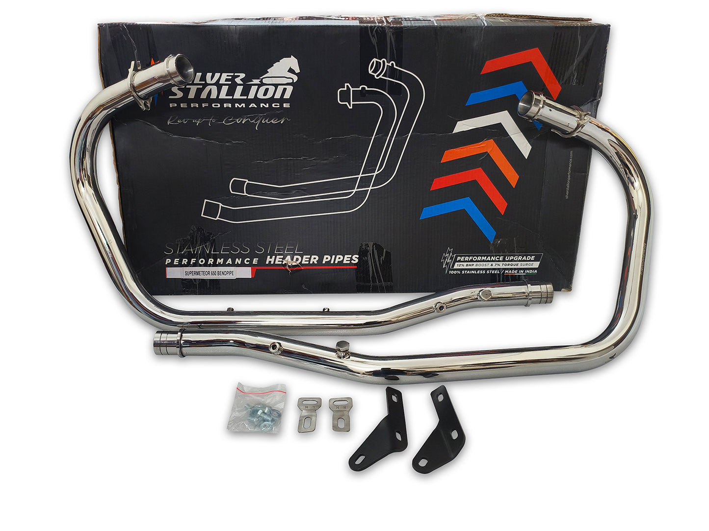 For Royal Enfield Super Meteor 650 Silver Stallion Header Bend Pipe Polish