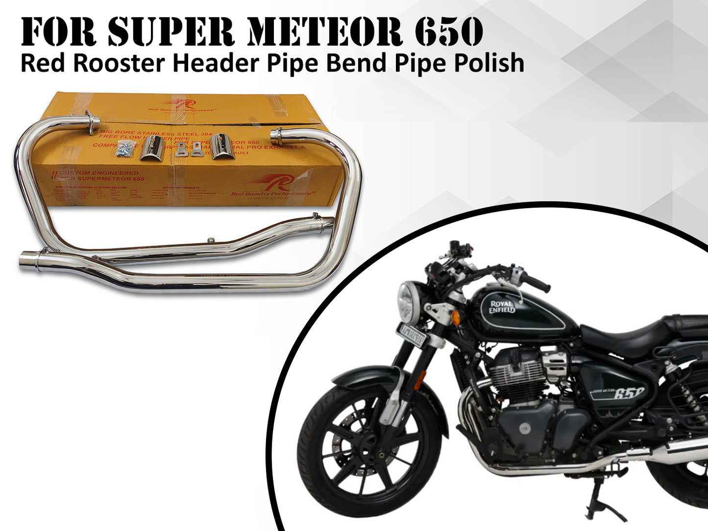For Royal Enfield Super Meteor 650 Red Rooster Header Pipe Bend Pipe Polish